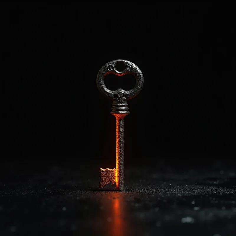 A dark steel key glowing orange